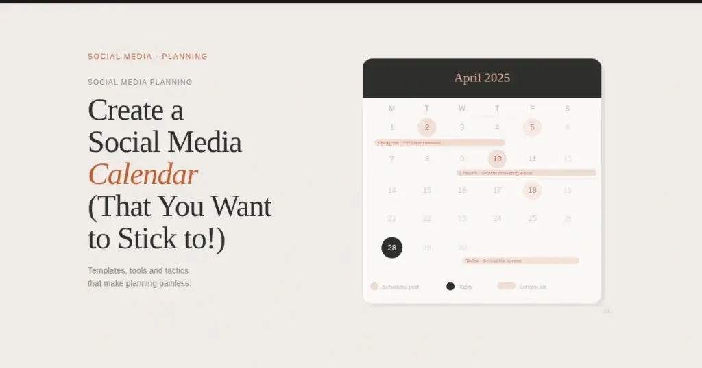 Social media calendar